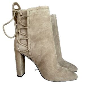 Aldo women’s ankle bootie heels, never worn, taupe, size 7.5